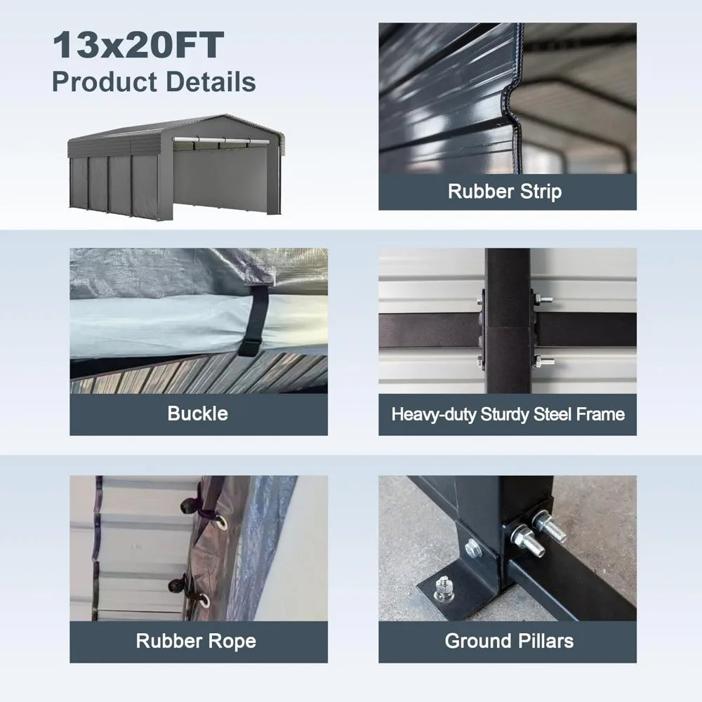 13x20 Outdoor heavy duty Car Shelter with sides