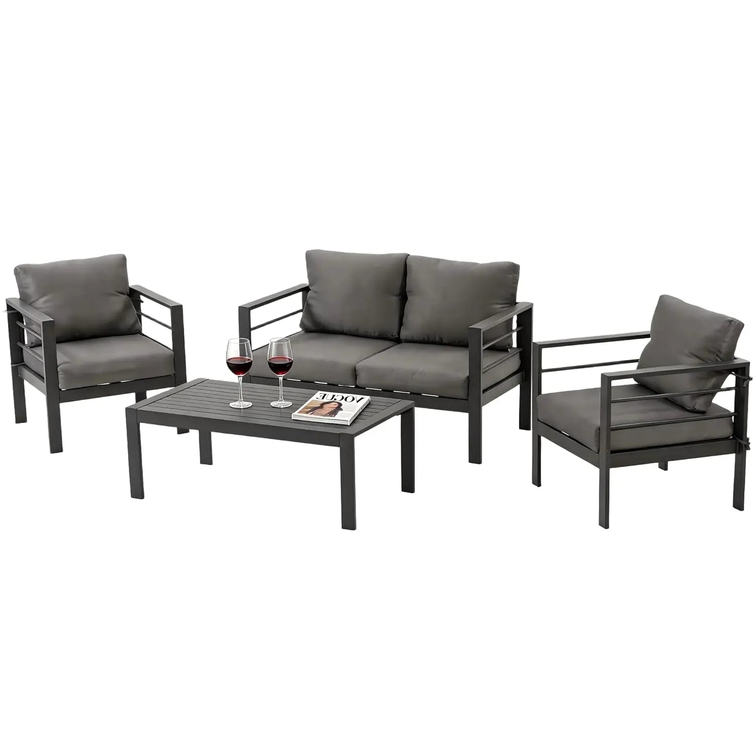 4 Piece Metal Patio Furniture Set