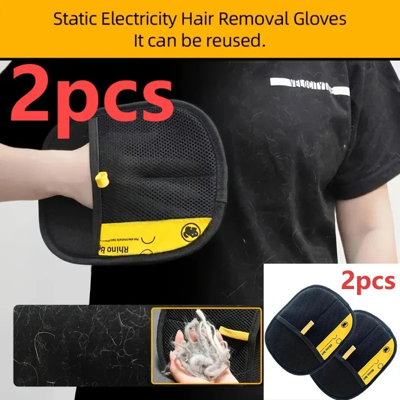 2 Pc Double Sided Pet Grooming Gloves