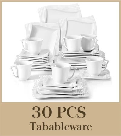 30/60 Piece White Porcelain Dinnerware