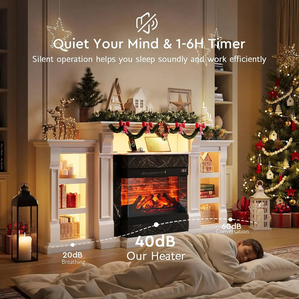 72'' Electric Fireplace Heater, TV LED Media Console