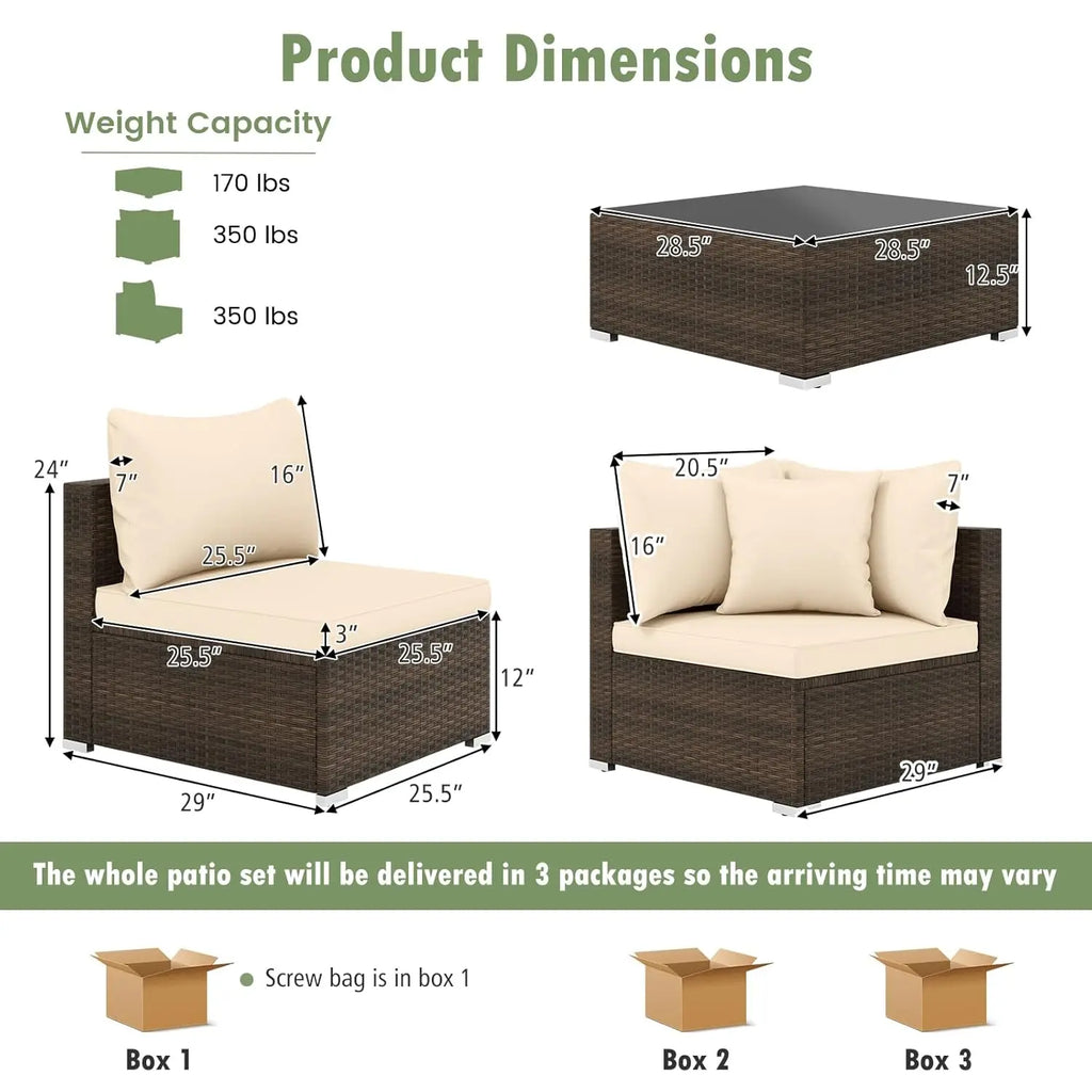 7 Pieces Wicker Patio Furniture Set