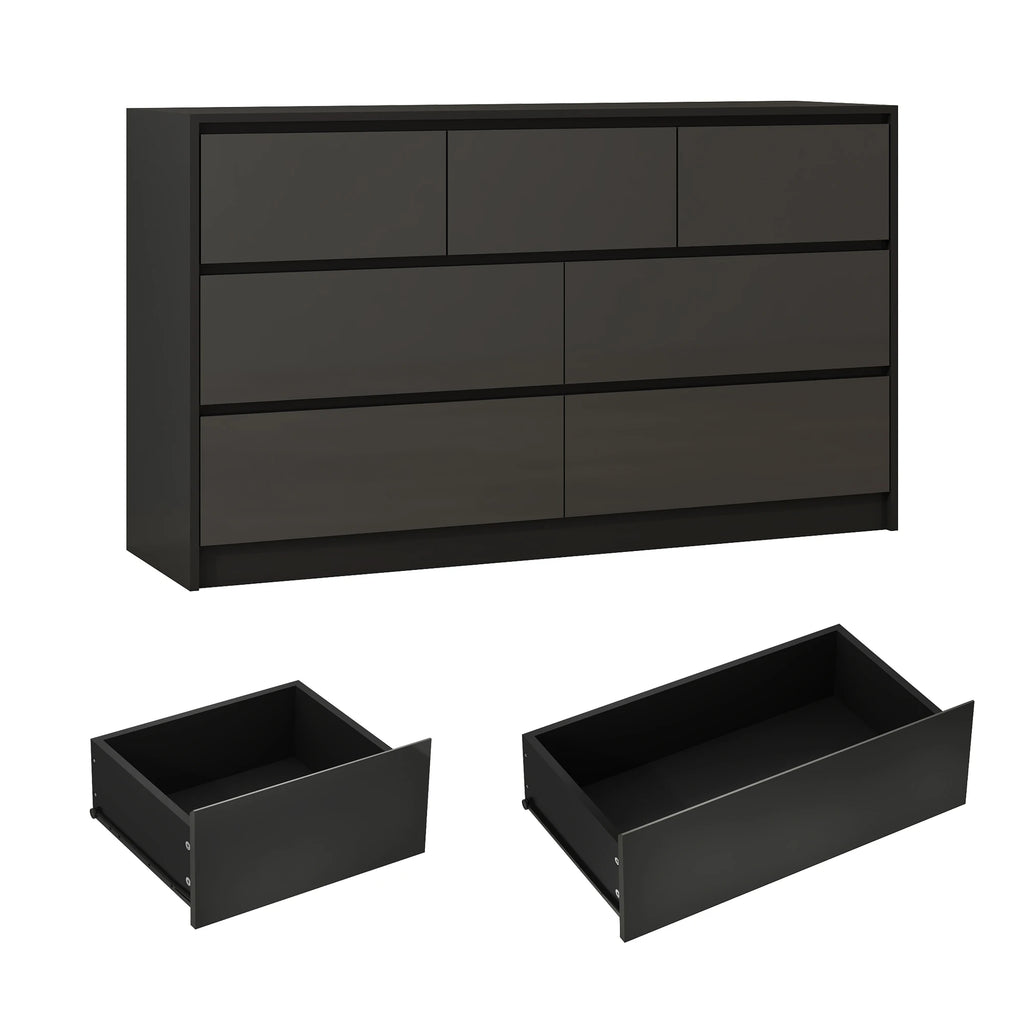 55 Inch Modern 7 Dresser High Gloss Drawers