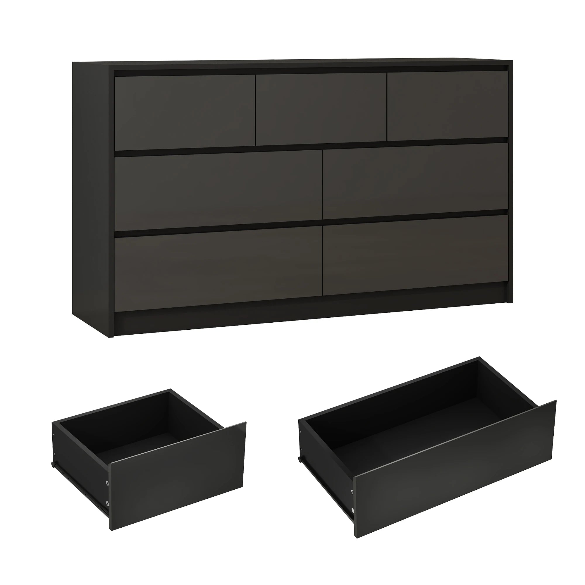 55 Inch Modern 7 Dresser High Gloss Drawers