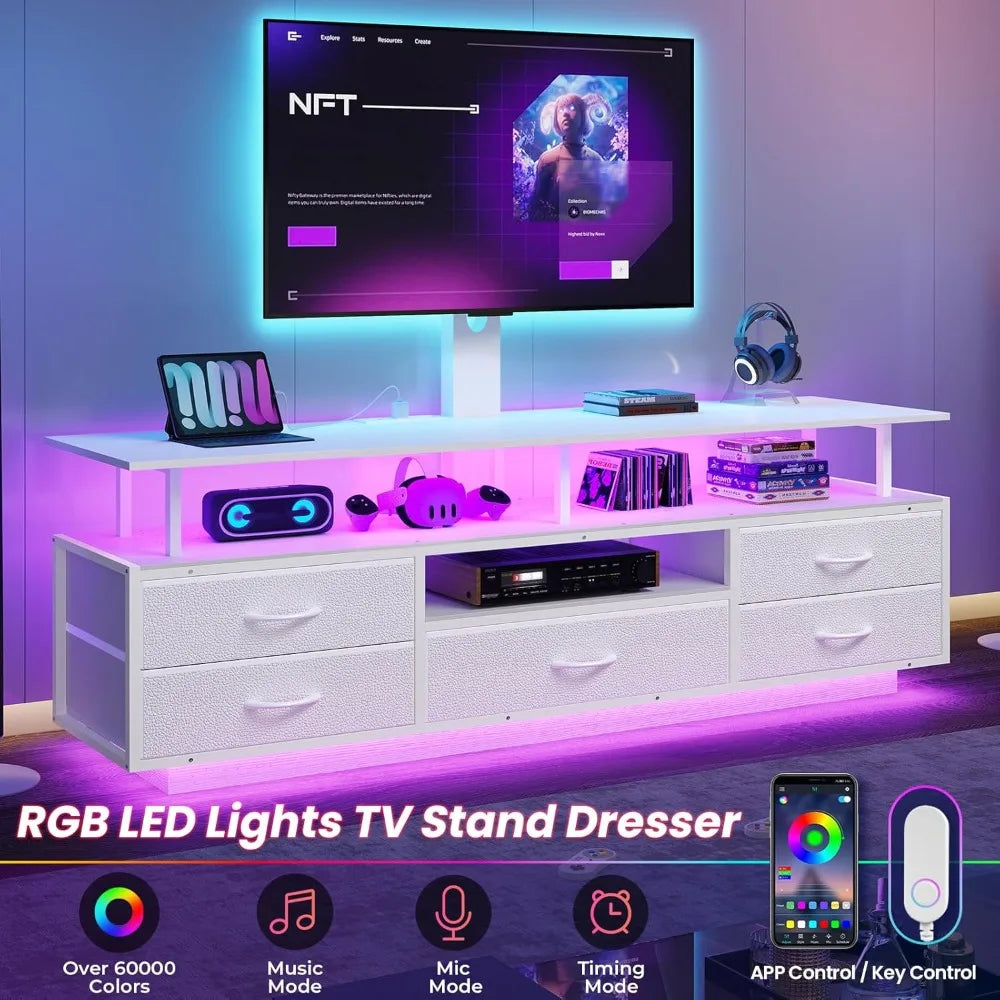 LED TV Stand, Mount, Power Outlets, Storage