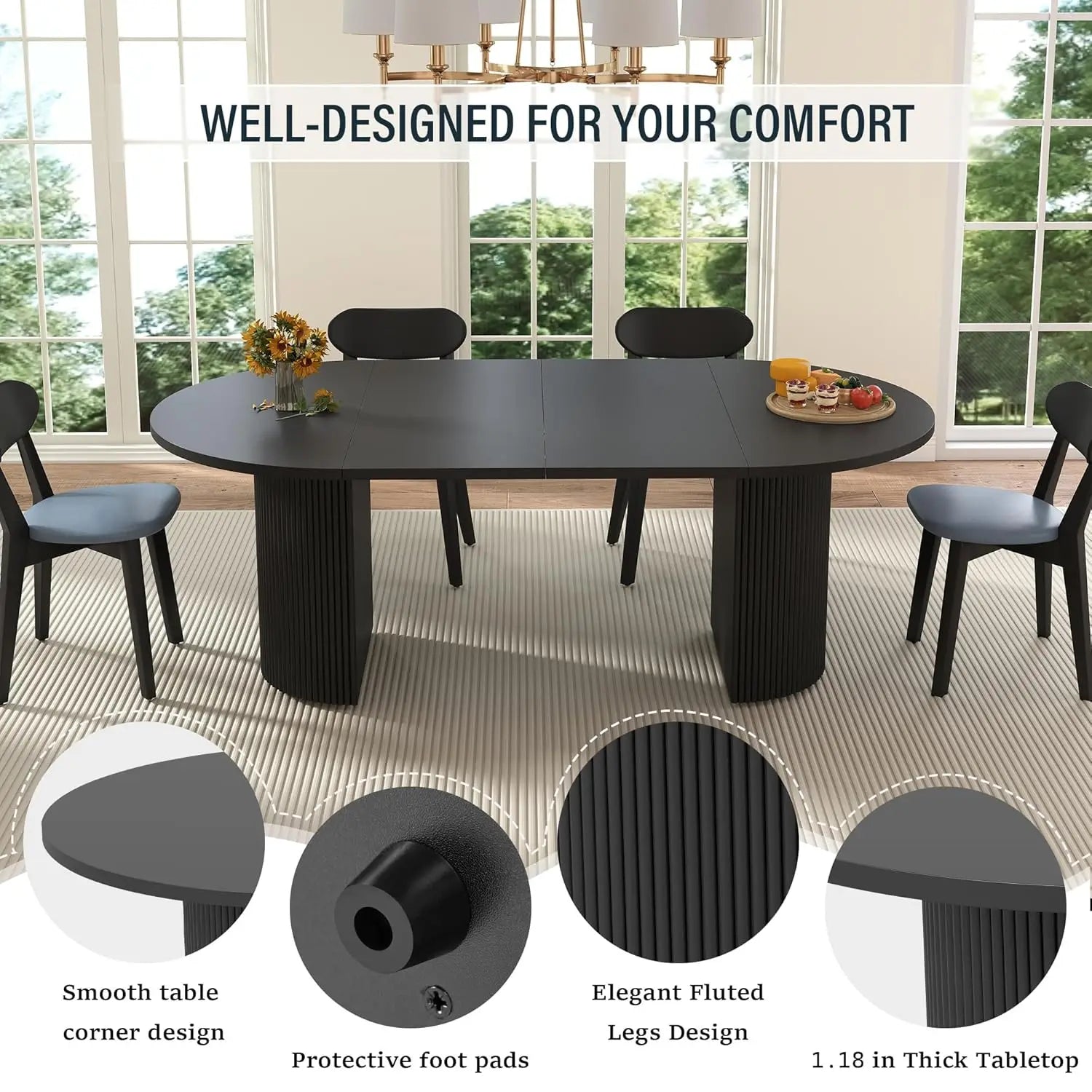 Extendable Dining Table 41-78in