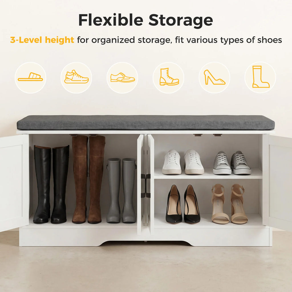 Storage Bench with Padded Seat Cushion
