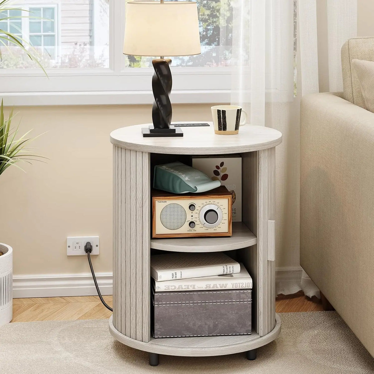 Fluted Round End Table