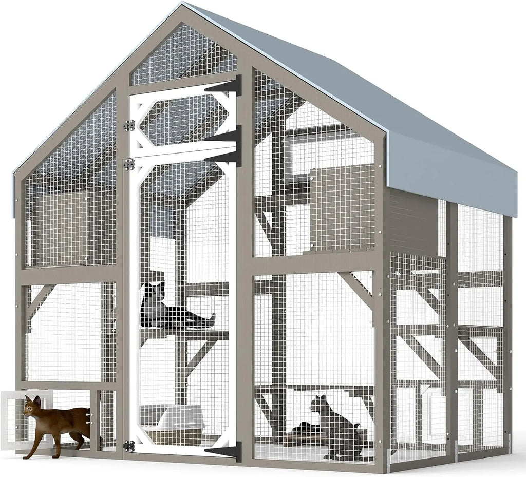 71"H Outdoor Cat Enclosure/Weatherproof Roof