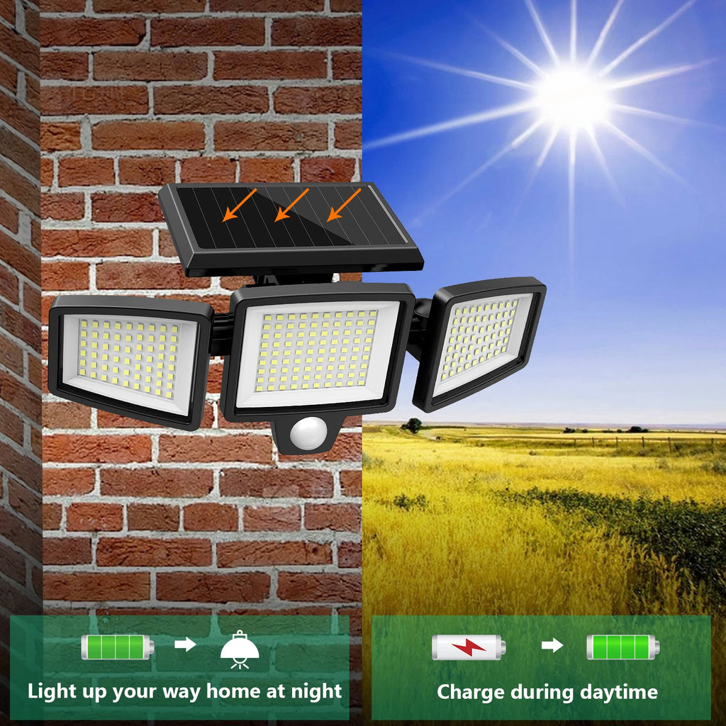 Waterproof Solar Light with Motion Sensor 3-Head