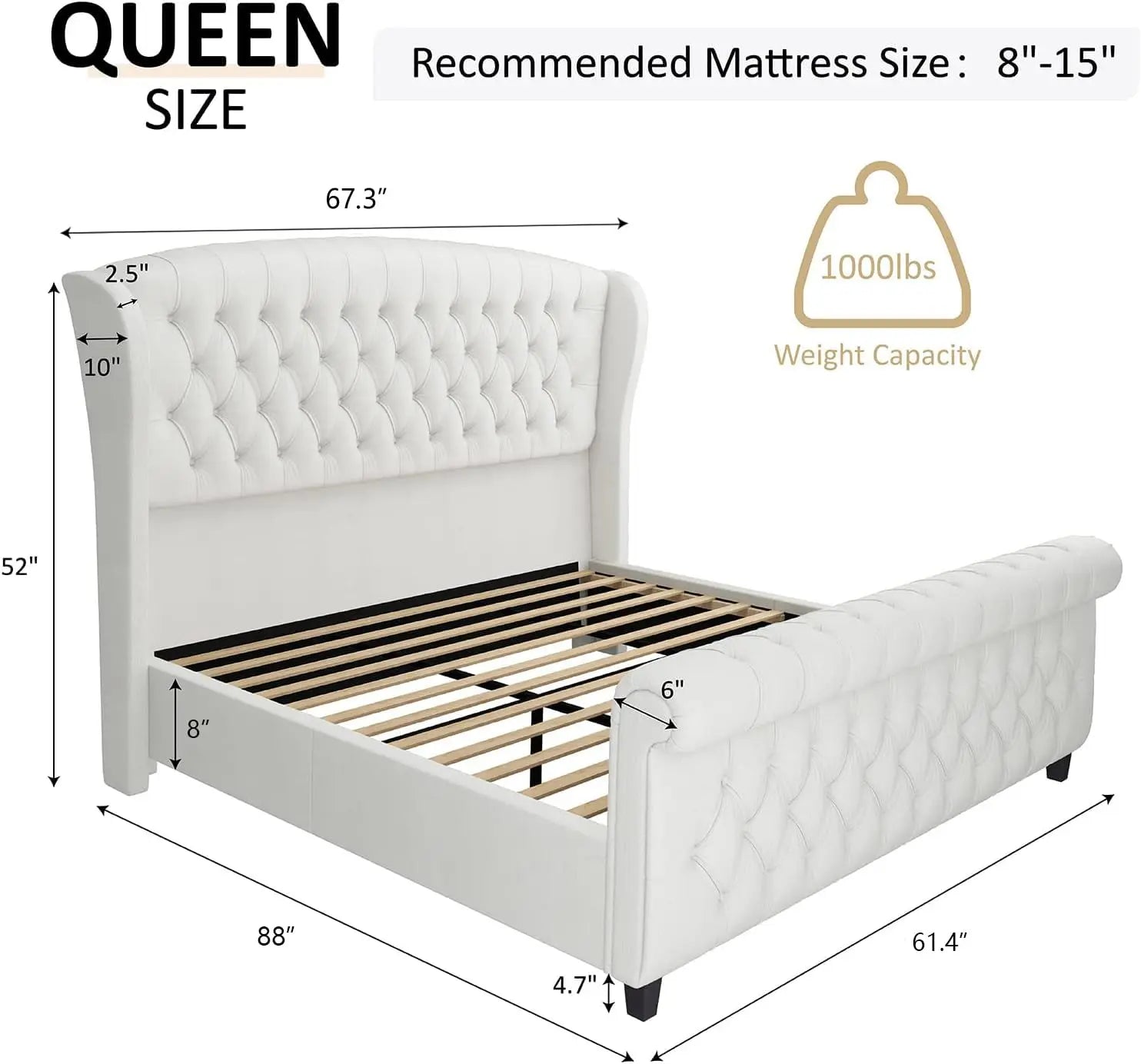 Queen Size Platform Bed Frame