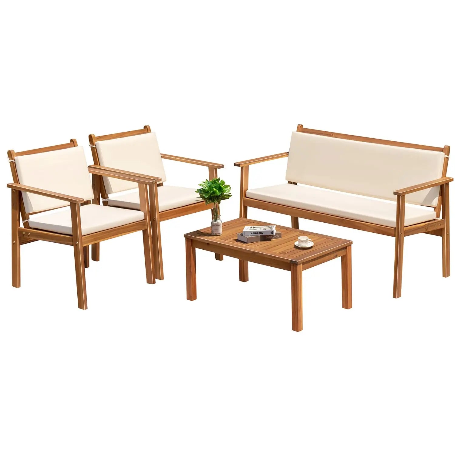 4 Piece Patio Set w/ Loveseat and Coffee Table