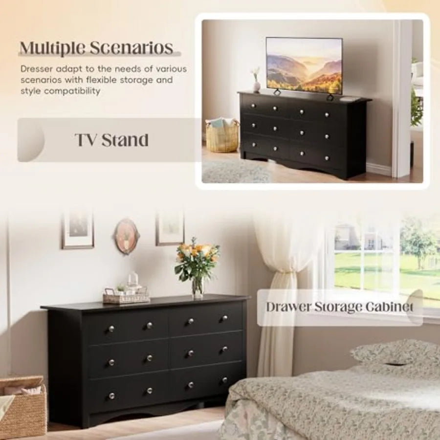 Bedroom 6 Wood Dresser Drawers