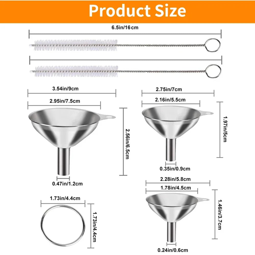 3/5 Pcs Stainless Steel Kitchen Funnels