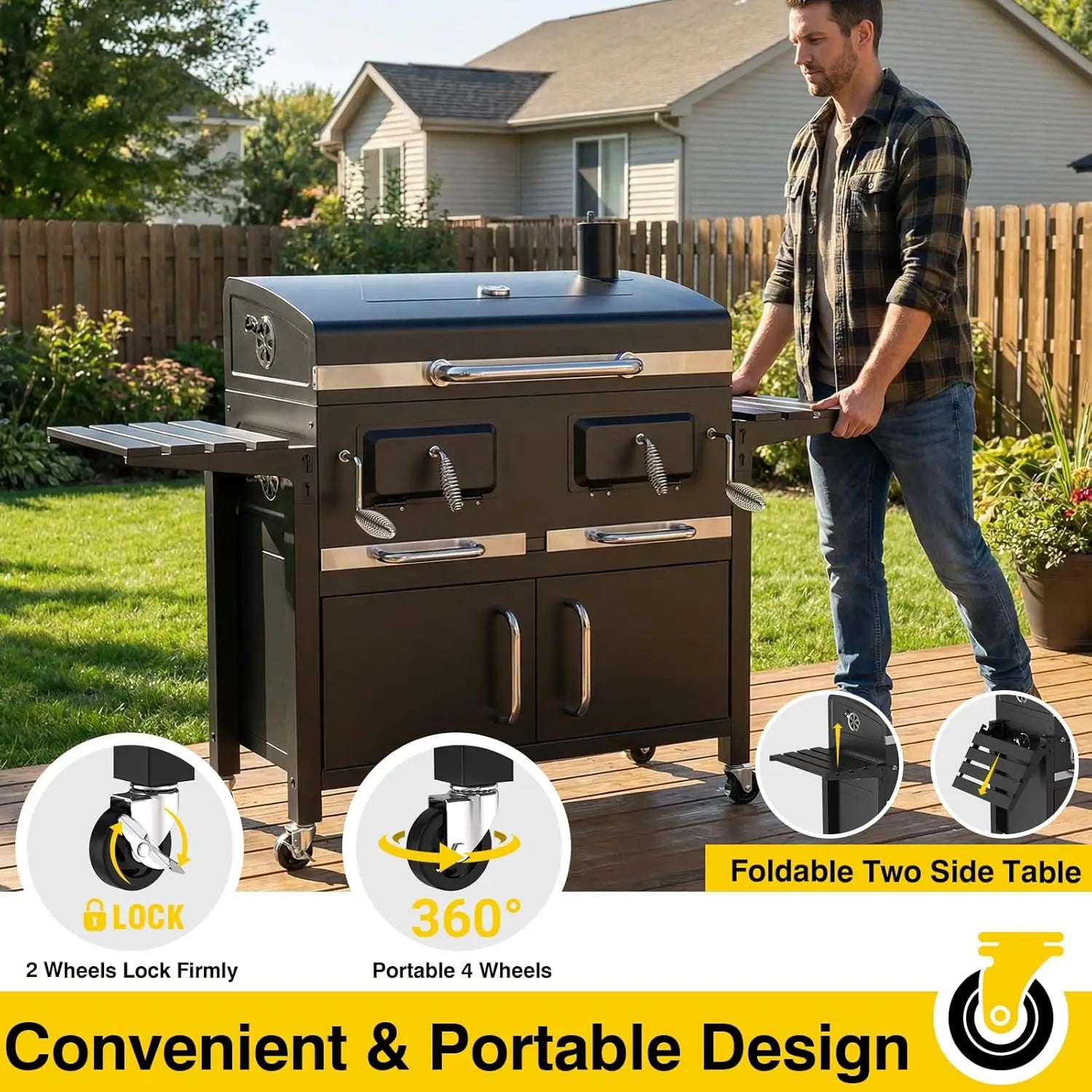 63' Charcoal BBQ Grill & Smoker