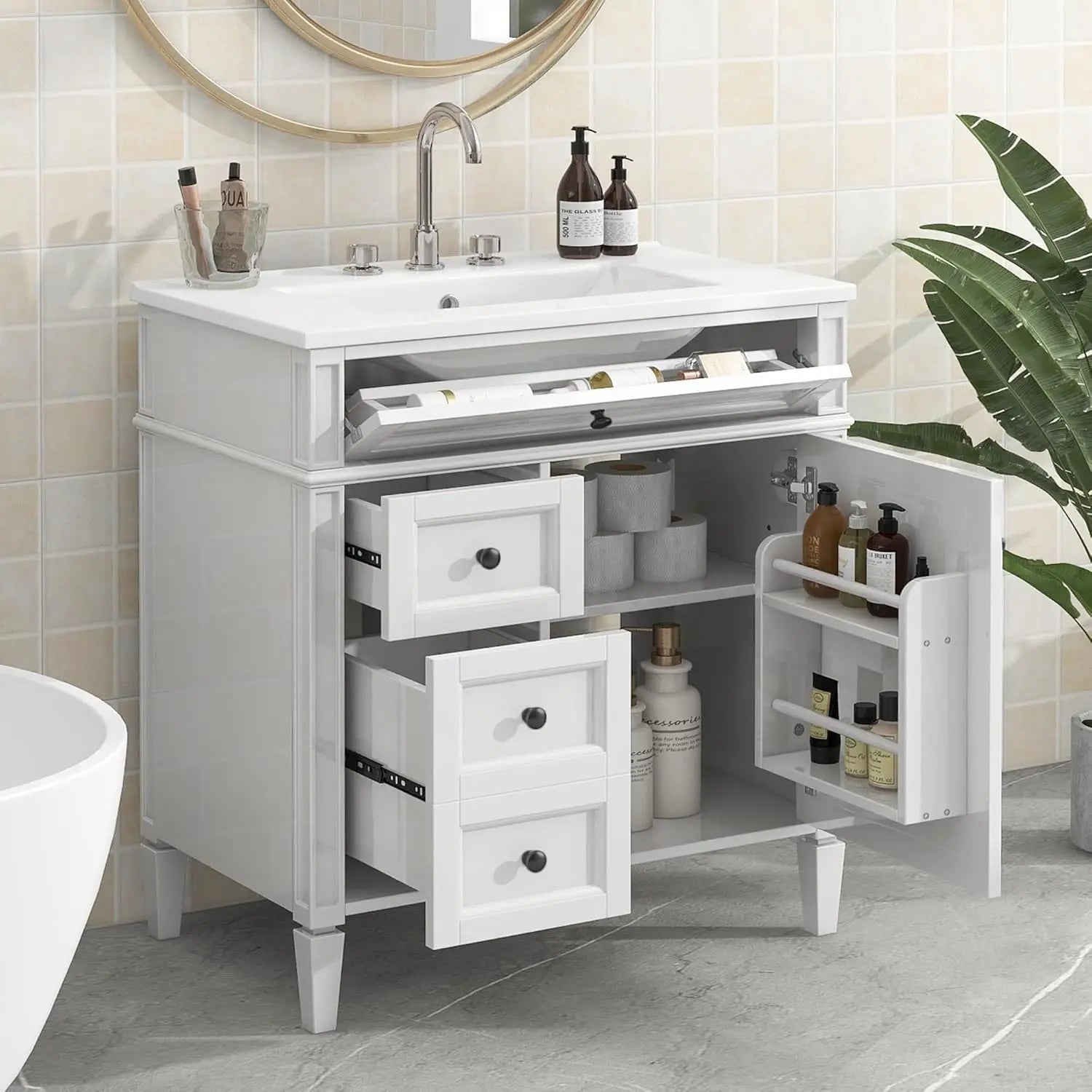 30" Bathroom Vanity Ceramic Sink