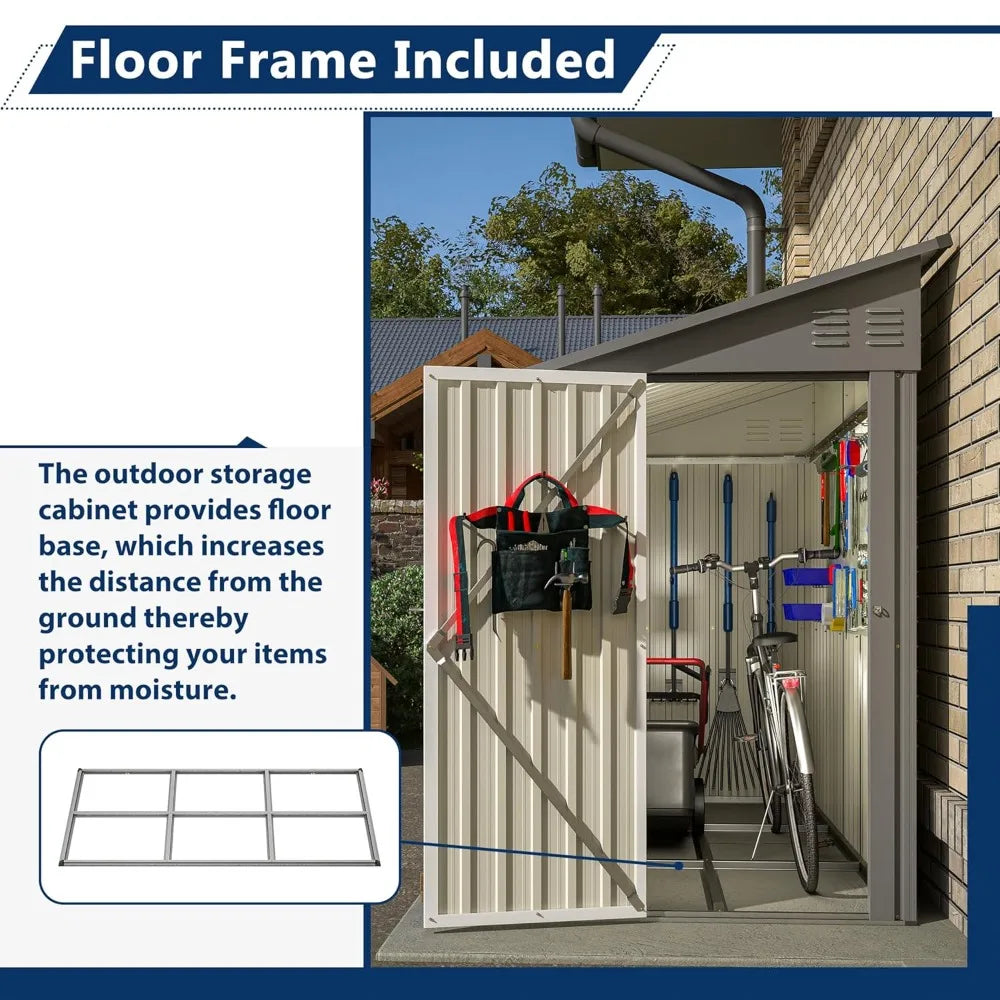 4x8ft Metal Lean-to Storage Shed