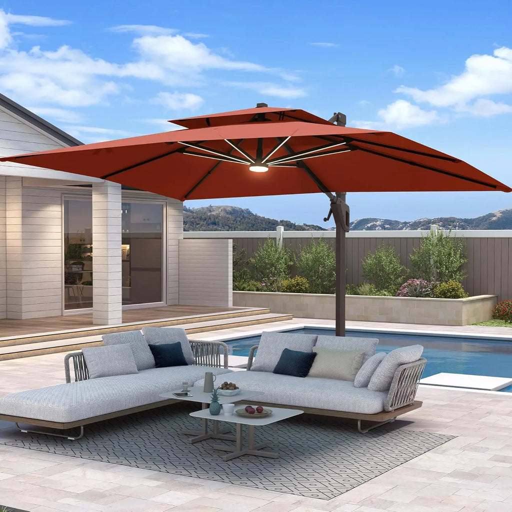 10 X 13 FT Cantilever Umbrella with Led Lights