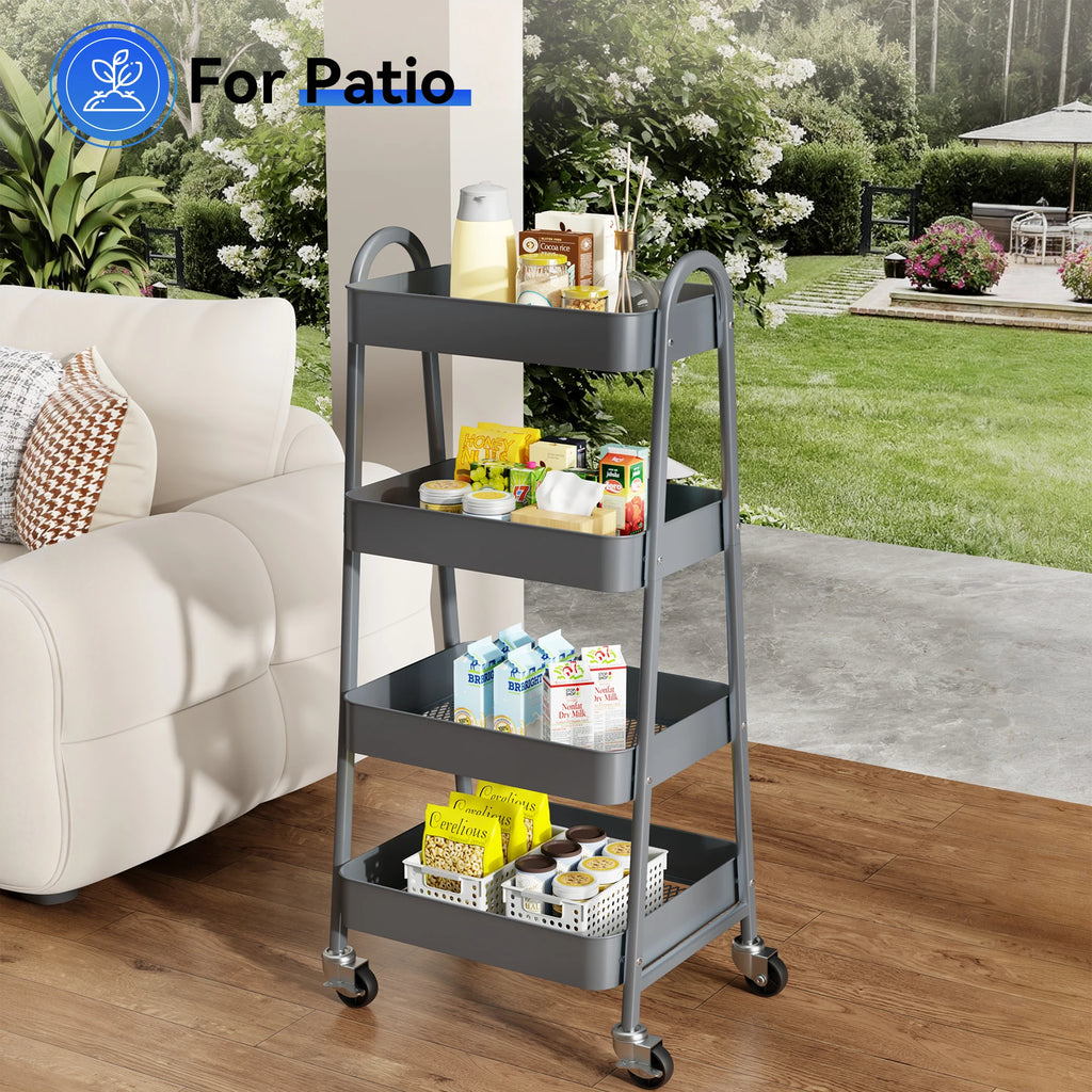 4 Tier Kitchen Cart W/Lockable Wheels
