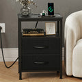 Fabric Drawer Night Stand with Open Shelf