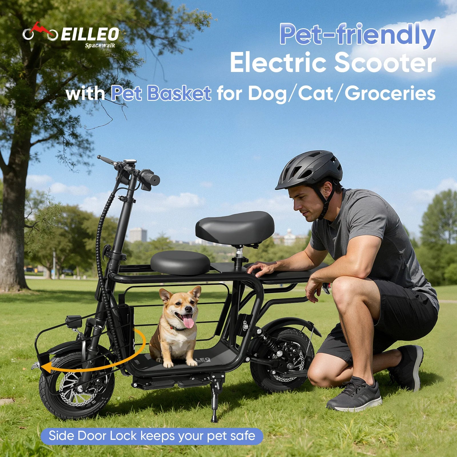 48V Electric Scooter with Large Pet Basket, Foldable