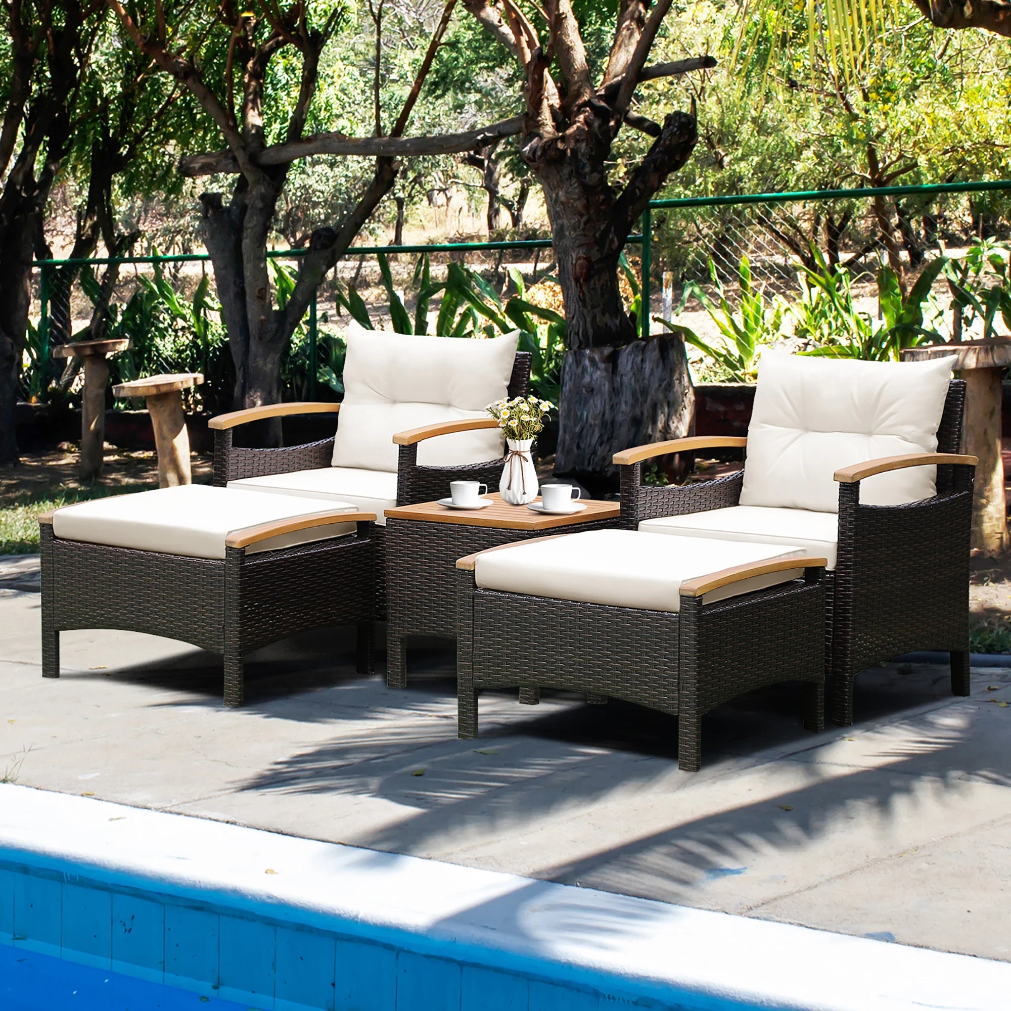 5PCS Patio Rattan Furniture Set
