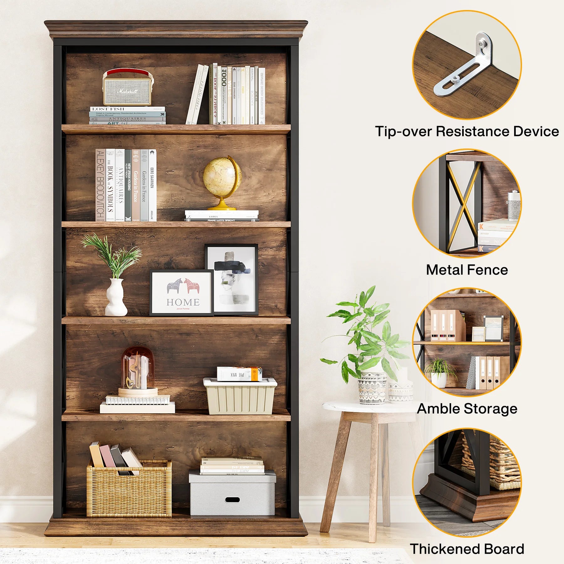 71" 6-Tier Bookcase