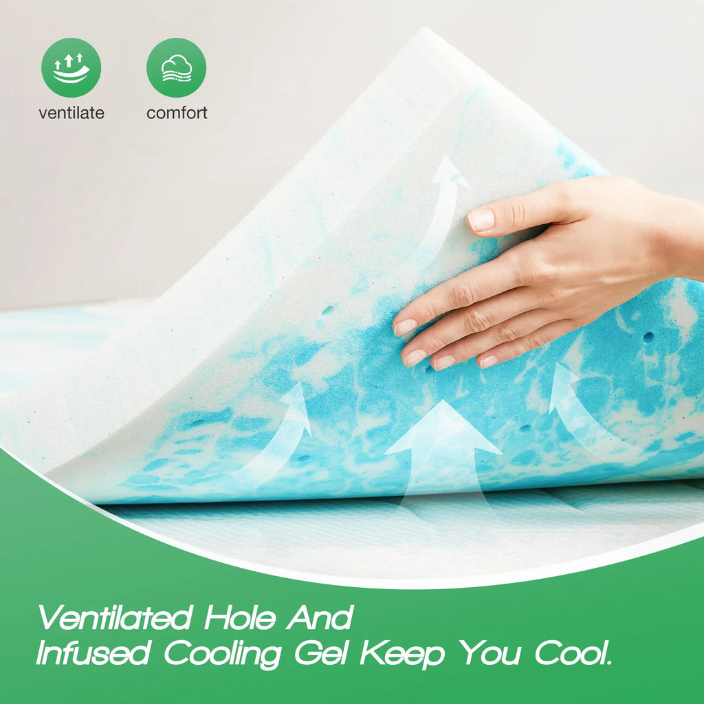 4 Inch Gel Memory Foam Breathable Mattress Topper