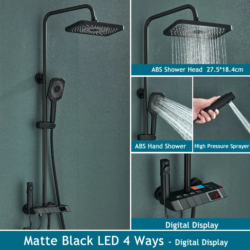 Rainfall Bathroom Shower System Digital Piano Key Shower Faucet