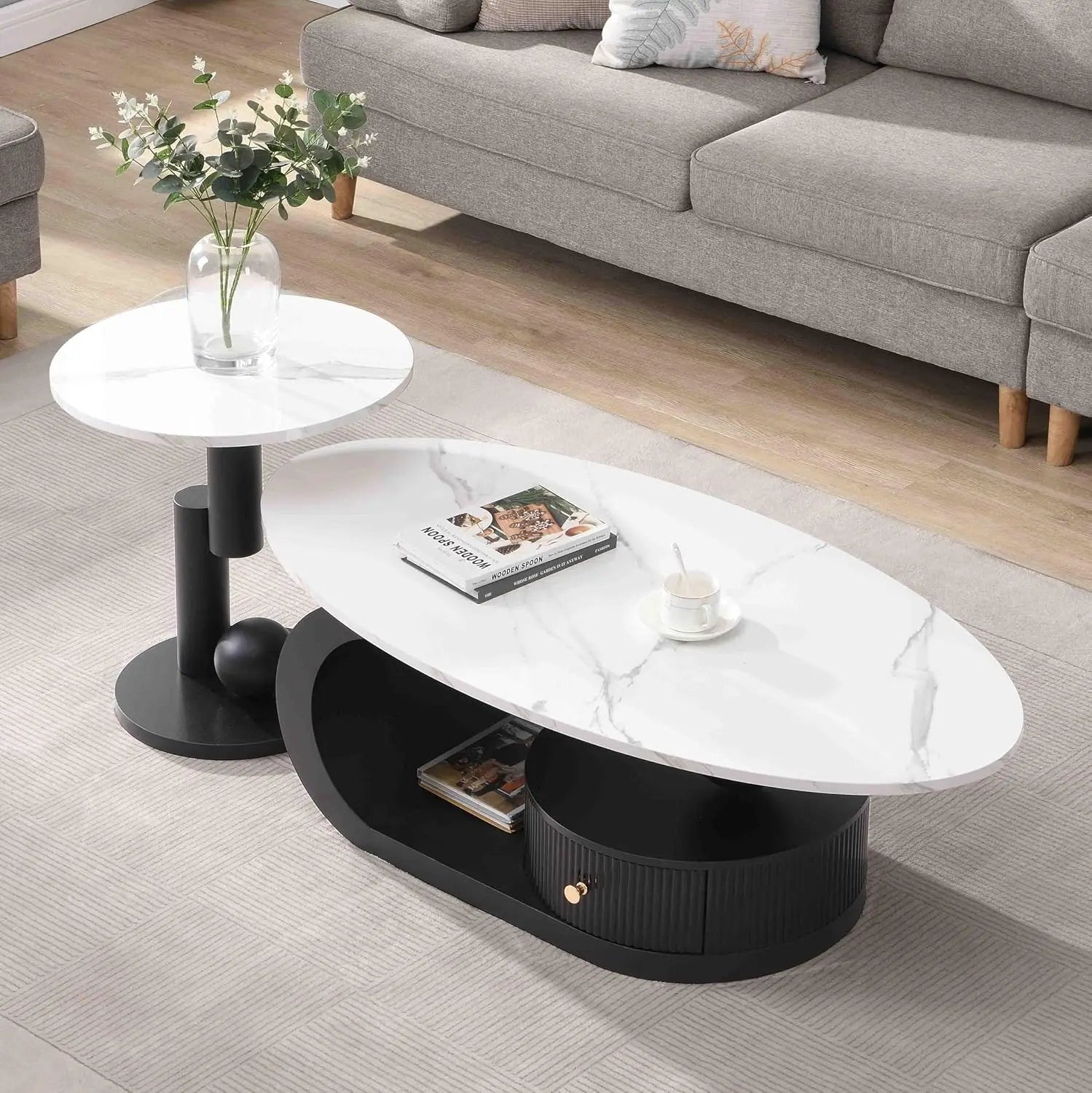Coffee Table withStainless Steel Pedestal,