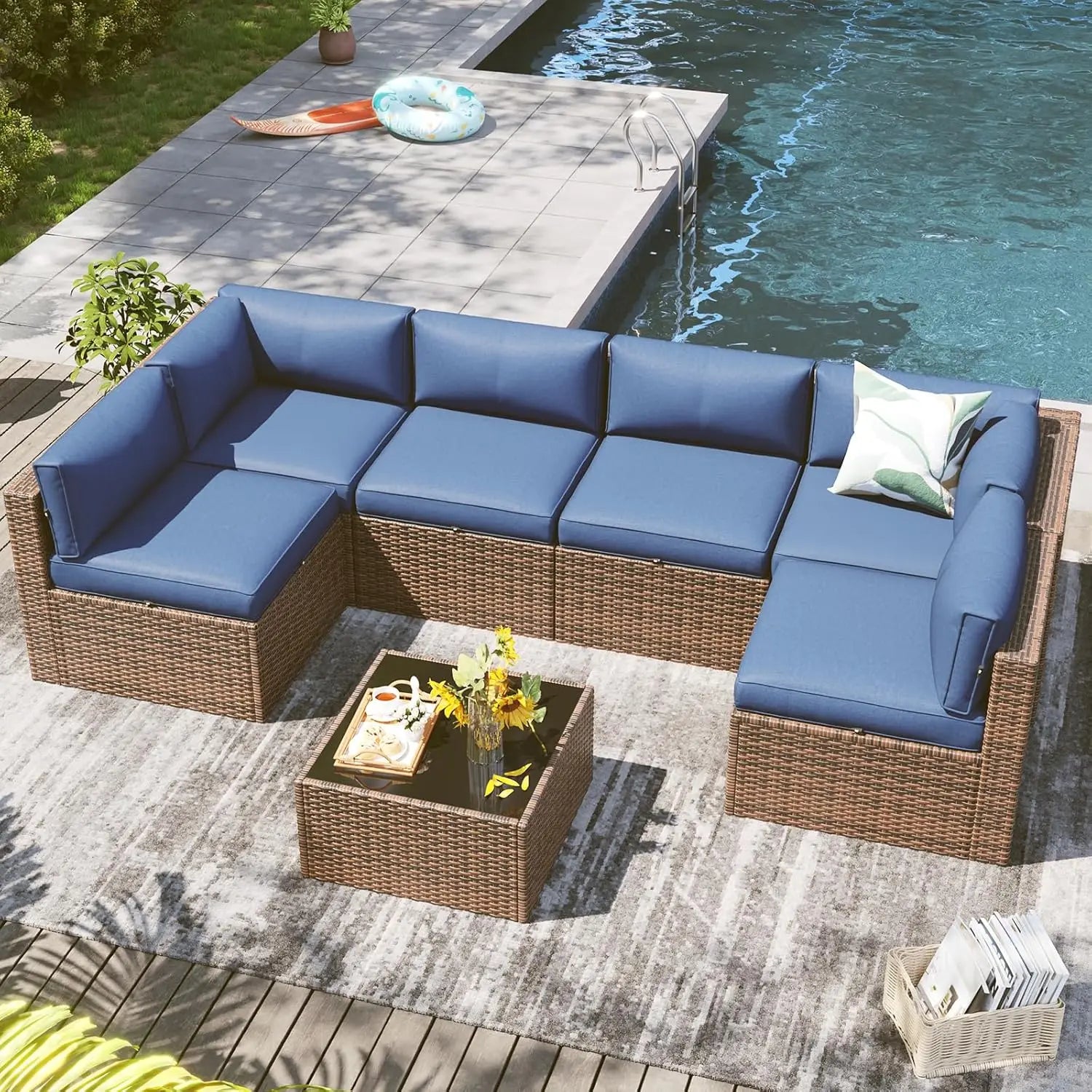 7 Piece Outdoor Furniture Set with Coffee Table