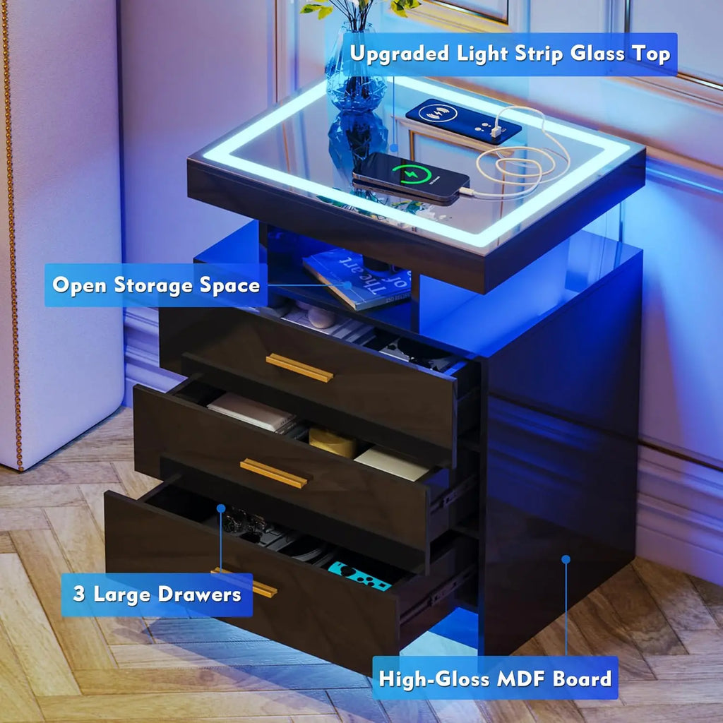 2 Nightstands Wireless Charging LED