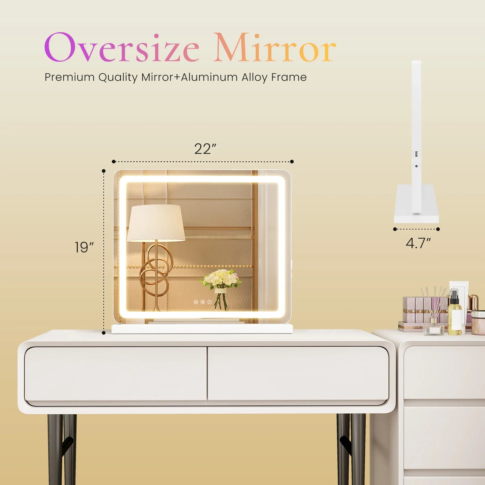 LED Mirror with Dimmable Lights