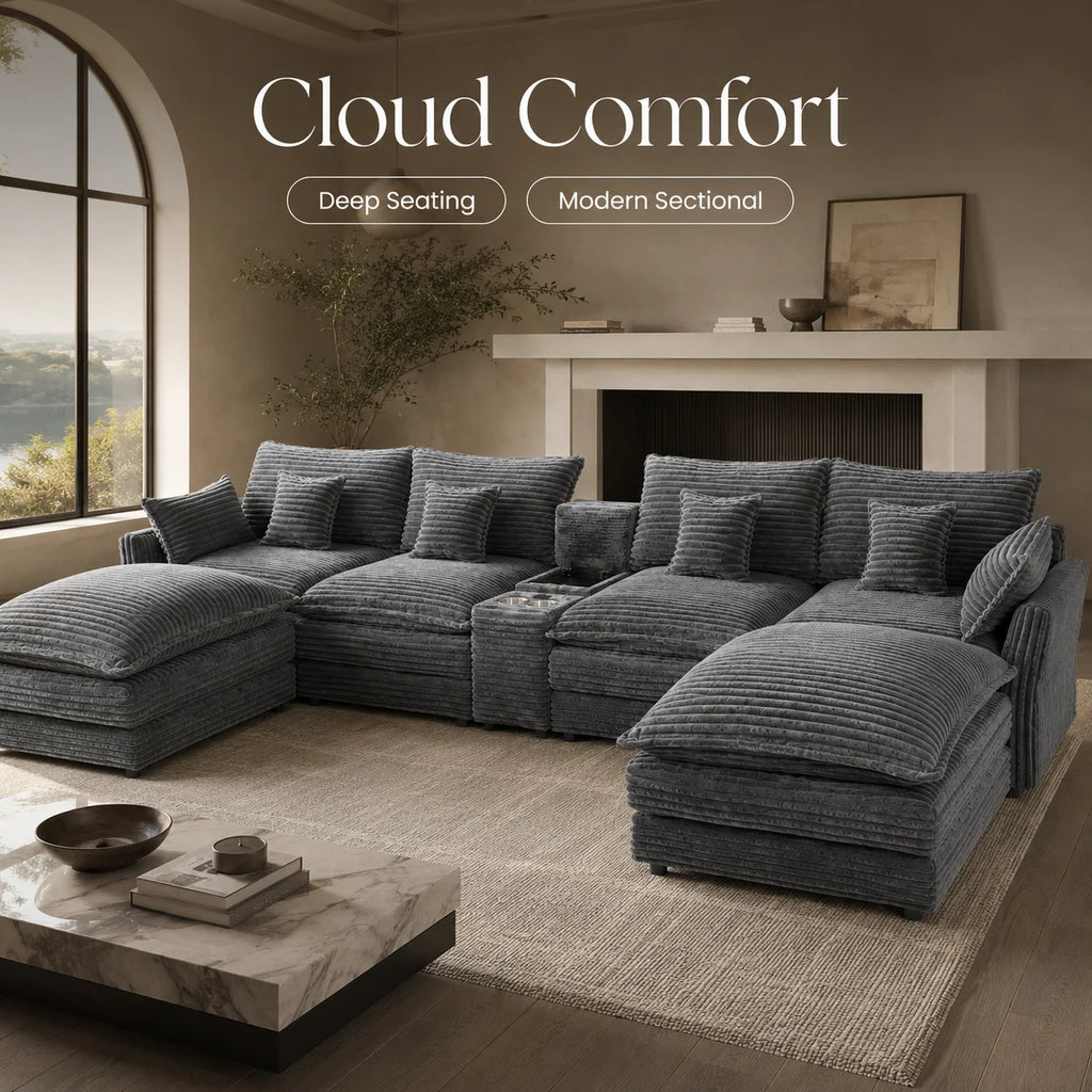 7-Piece U-Shaped Sofa Set