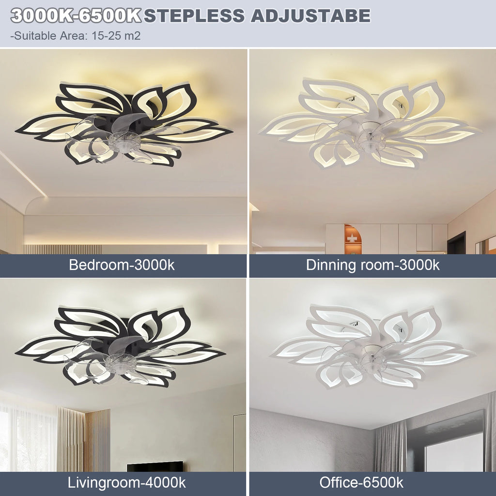 Ceiling Light with Silent Fan, adjustable speed, dimmable LED, remote control