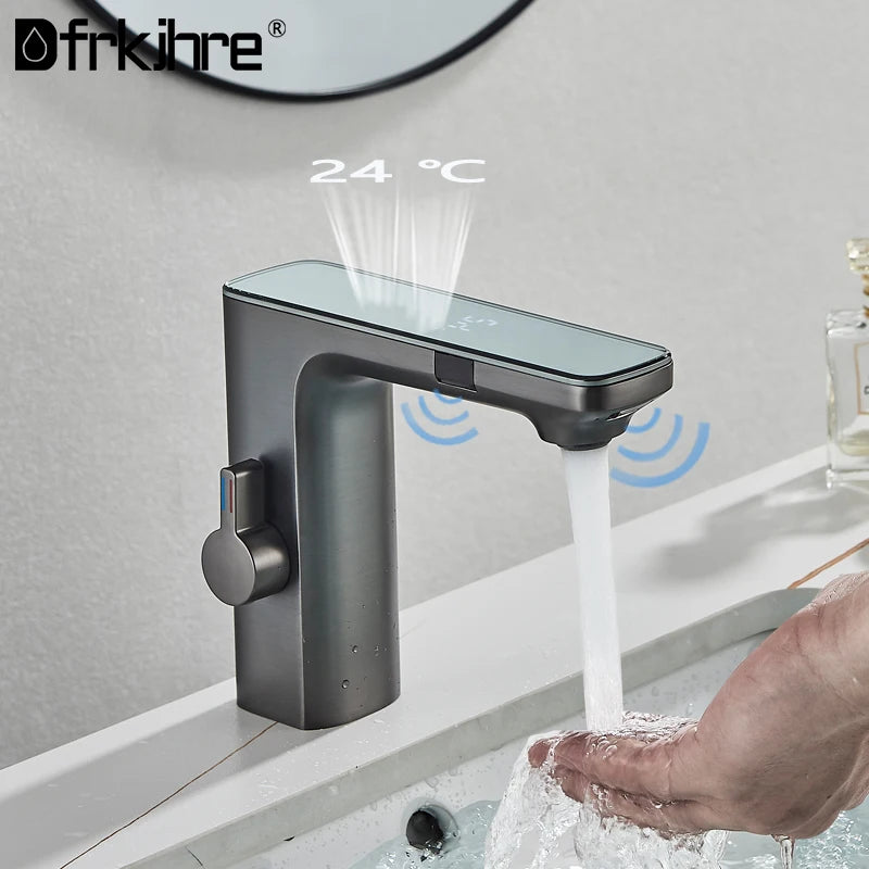 Gun Grey bathroom Faucet Touchless Digital Display