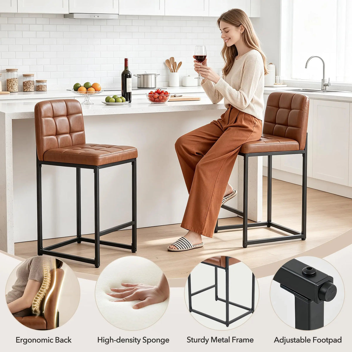 Set Of 2 Counter Height Bar Stools