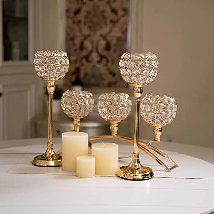 Gold 3-Arms Candle Holder