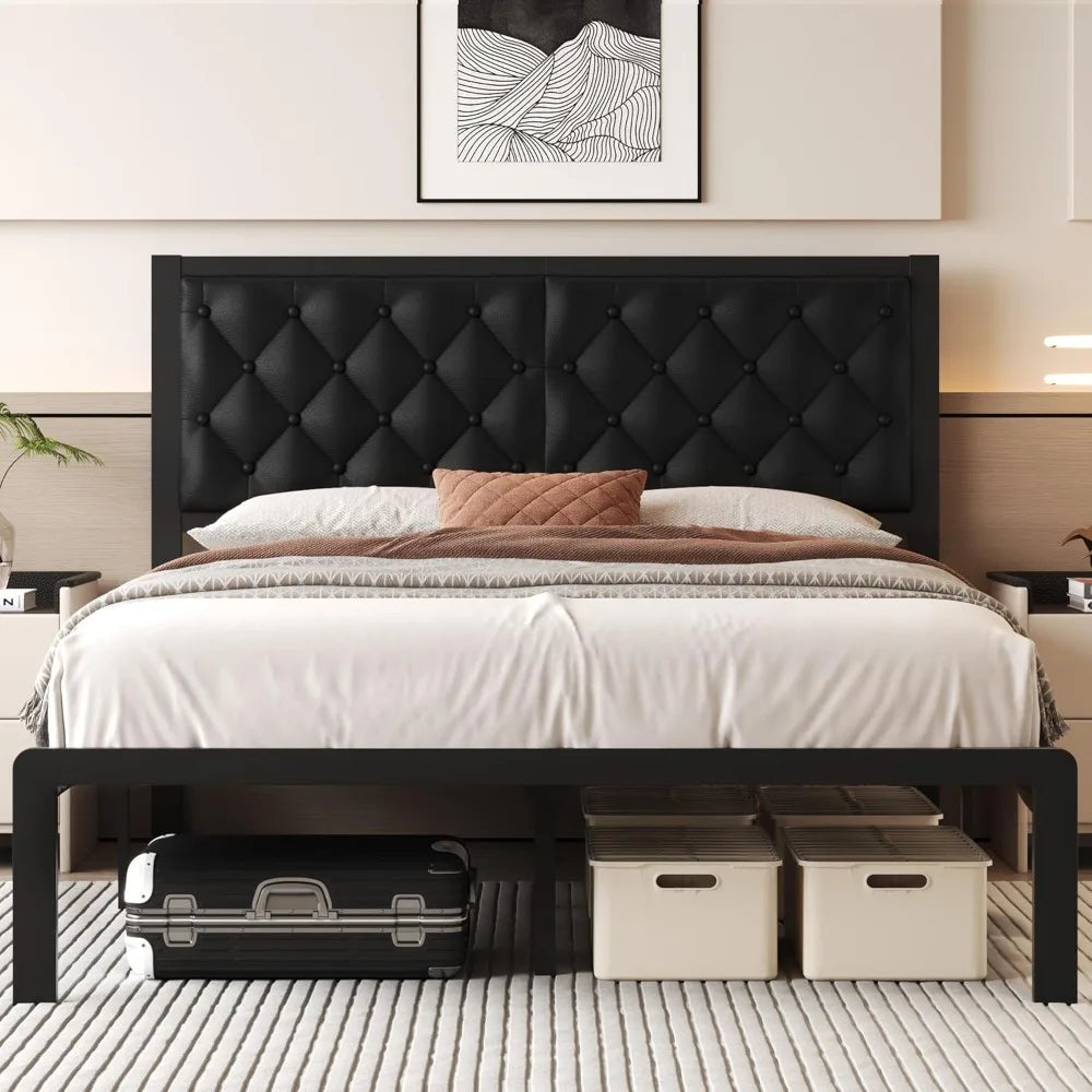 Bed Frame with Leather Headboard