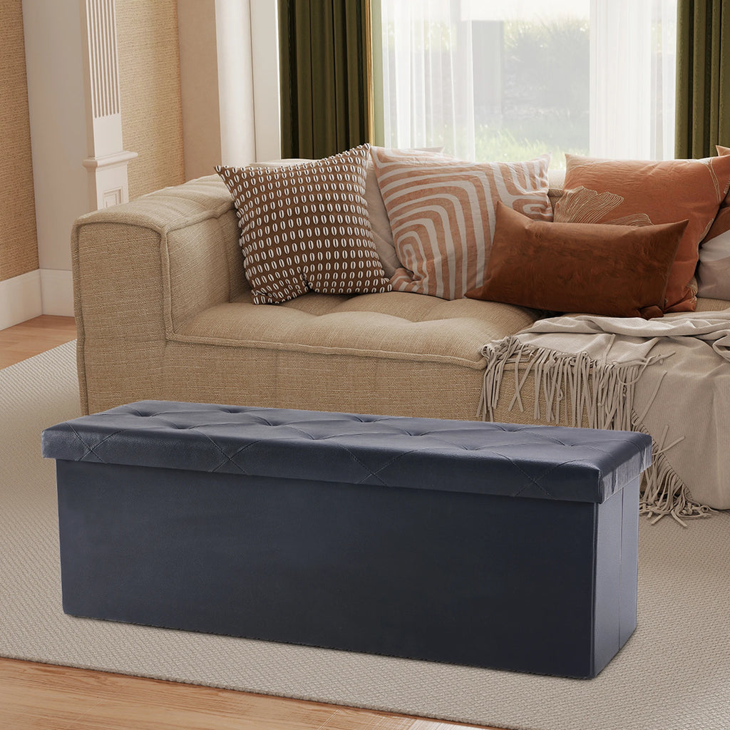 43" Leather Folding Ottoman