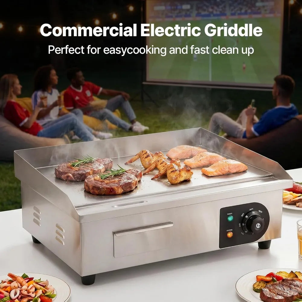 1600W 22" Stainless Steel Electric Griddle
