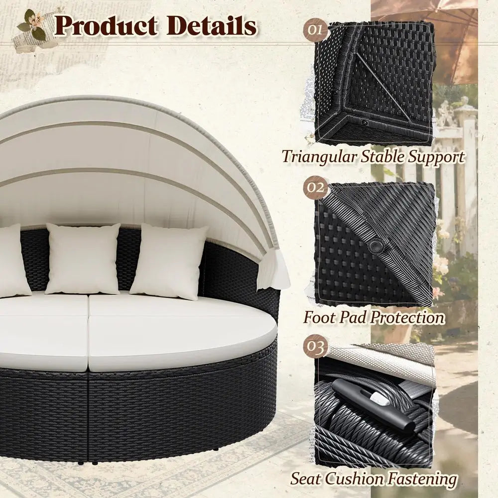 Daybed with Retractable Canopy