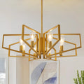 8-Light Geometric Chandelier Adjustable Height Metal Pendant