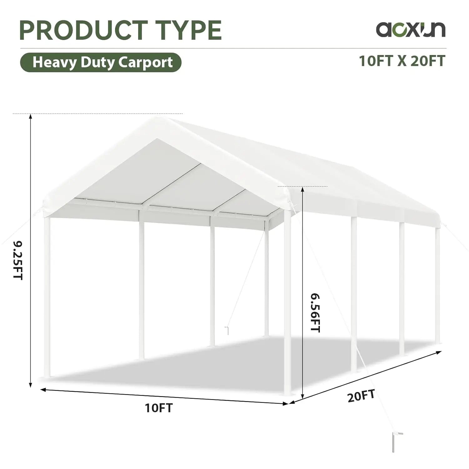 10x20 FT Carport Heavy Duty Car Canopy