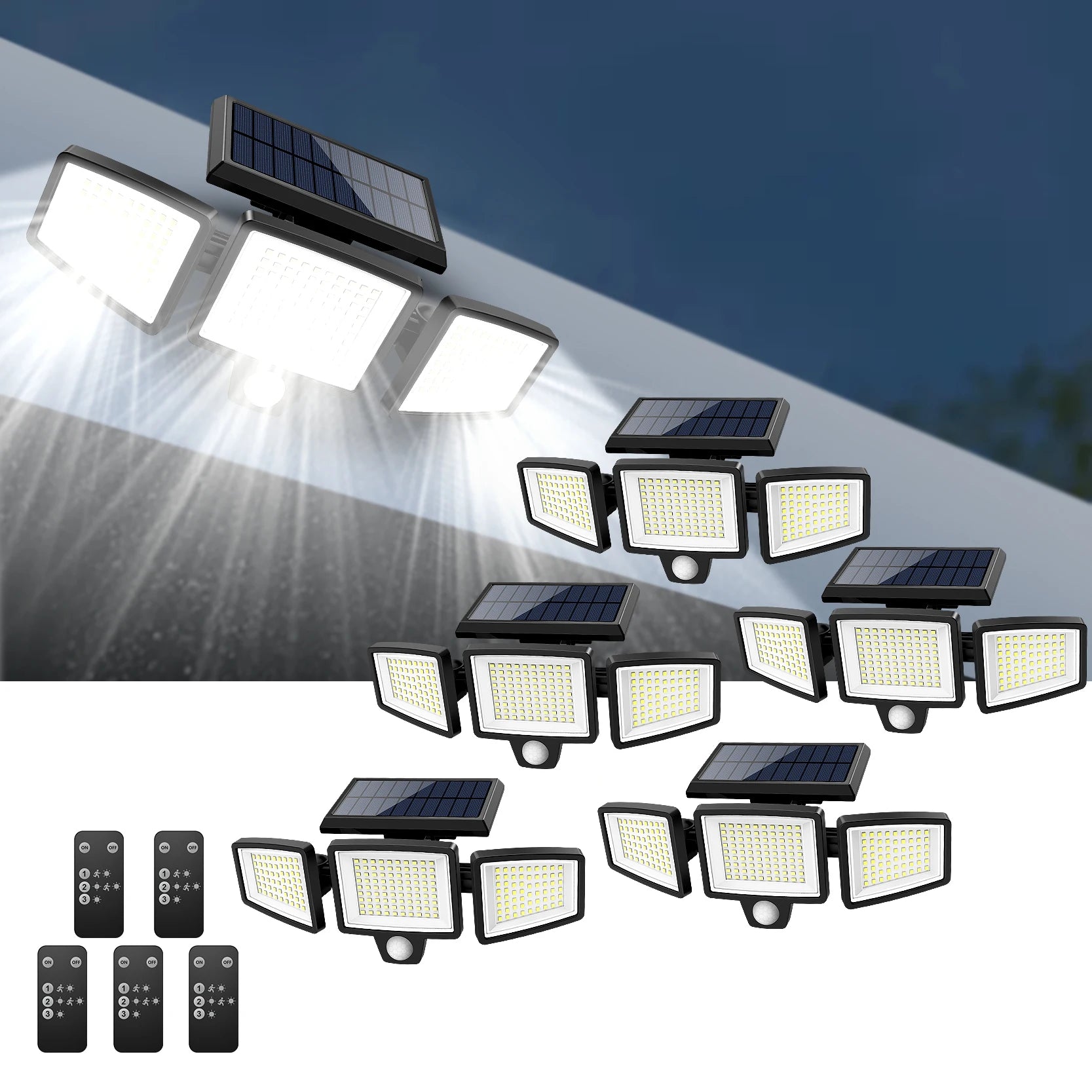 Waterproof Solar Light with Motion Sensor 3-Head