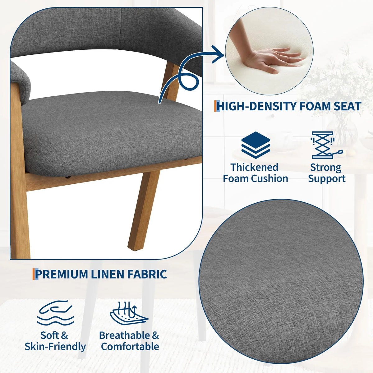 Upholstered Armchairs With Curved Back