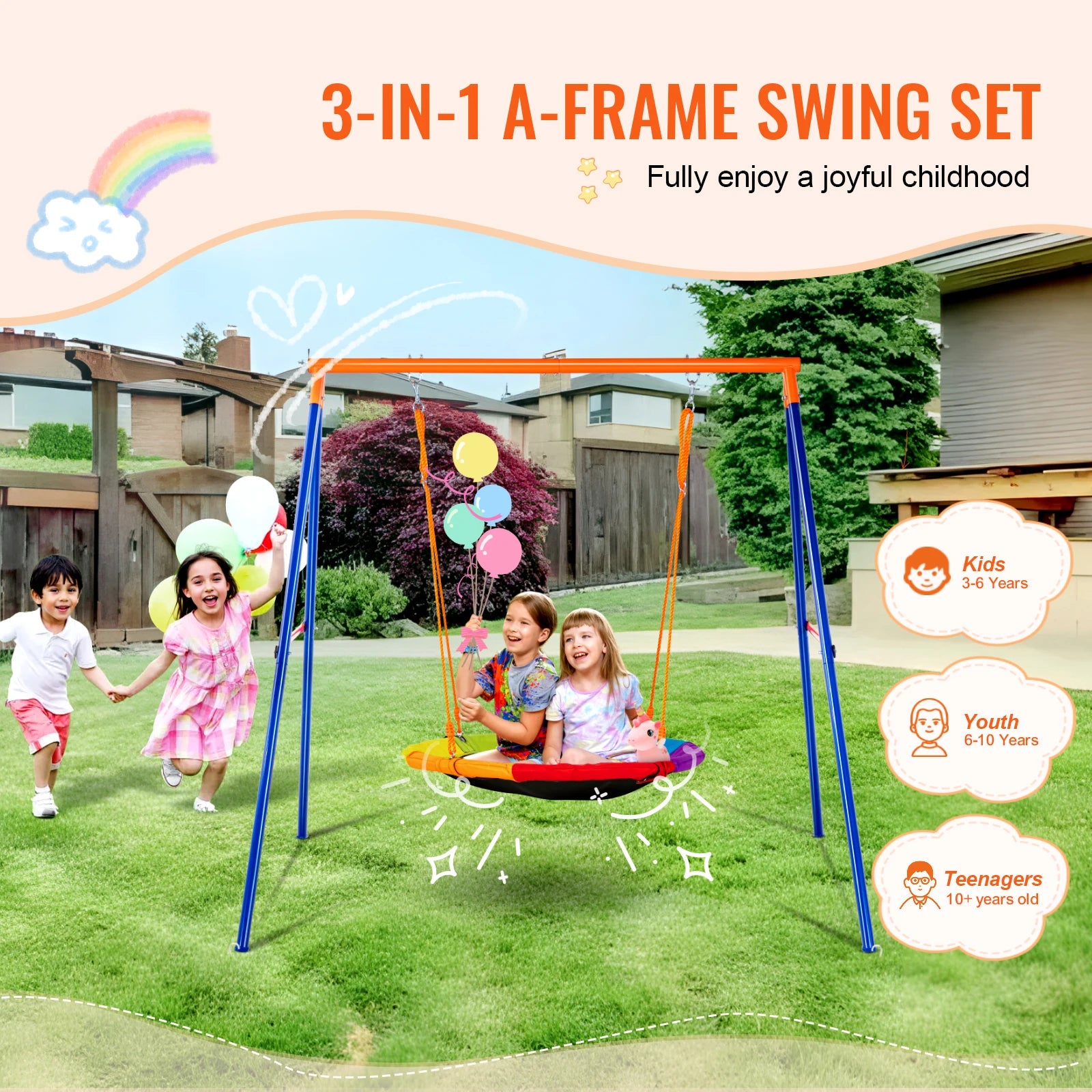 600lbs Capacity Swing Set