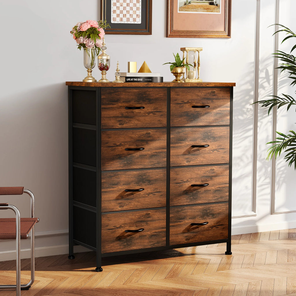 8 Fabric Drawers Dresser Steel Frame Assembly