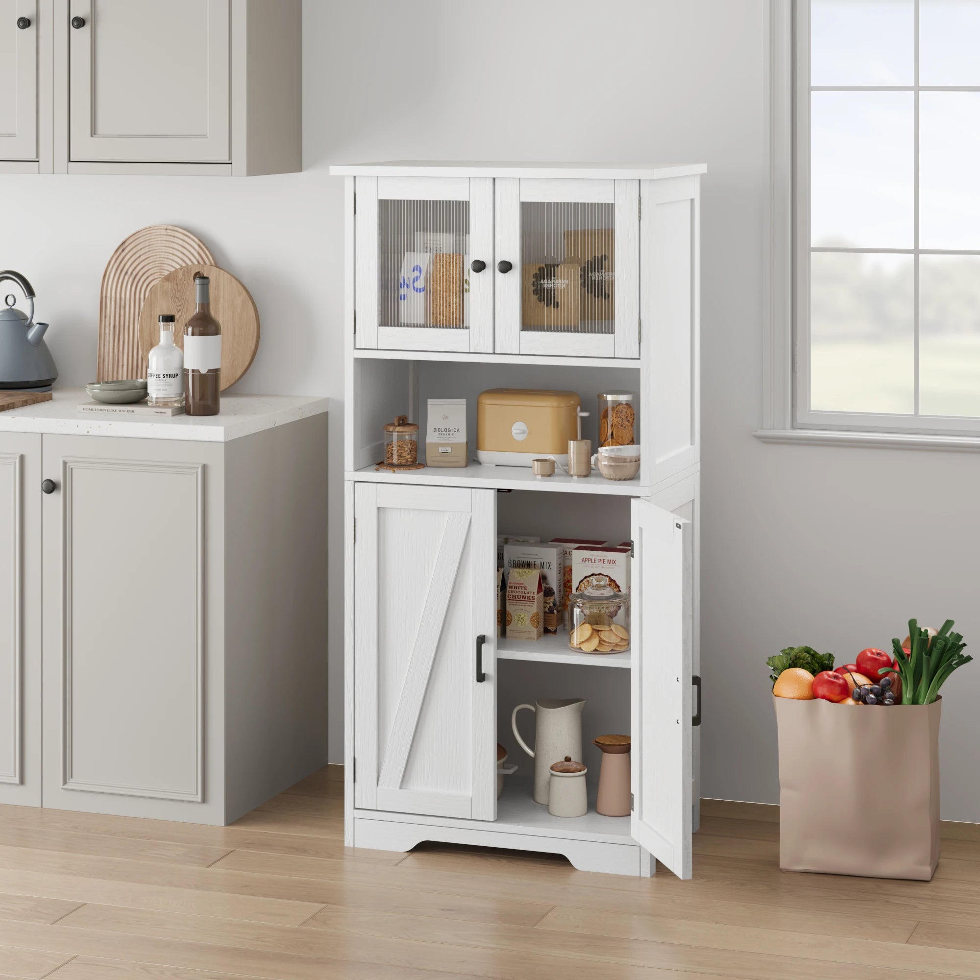 Free Cabinet with 4 Doors and Open Space
