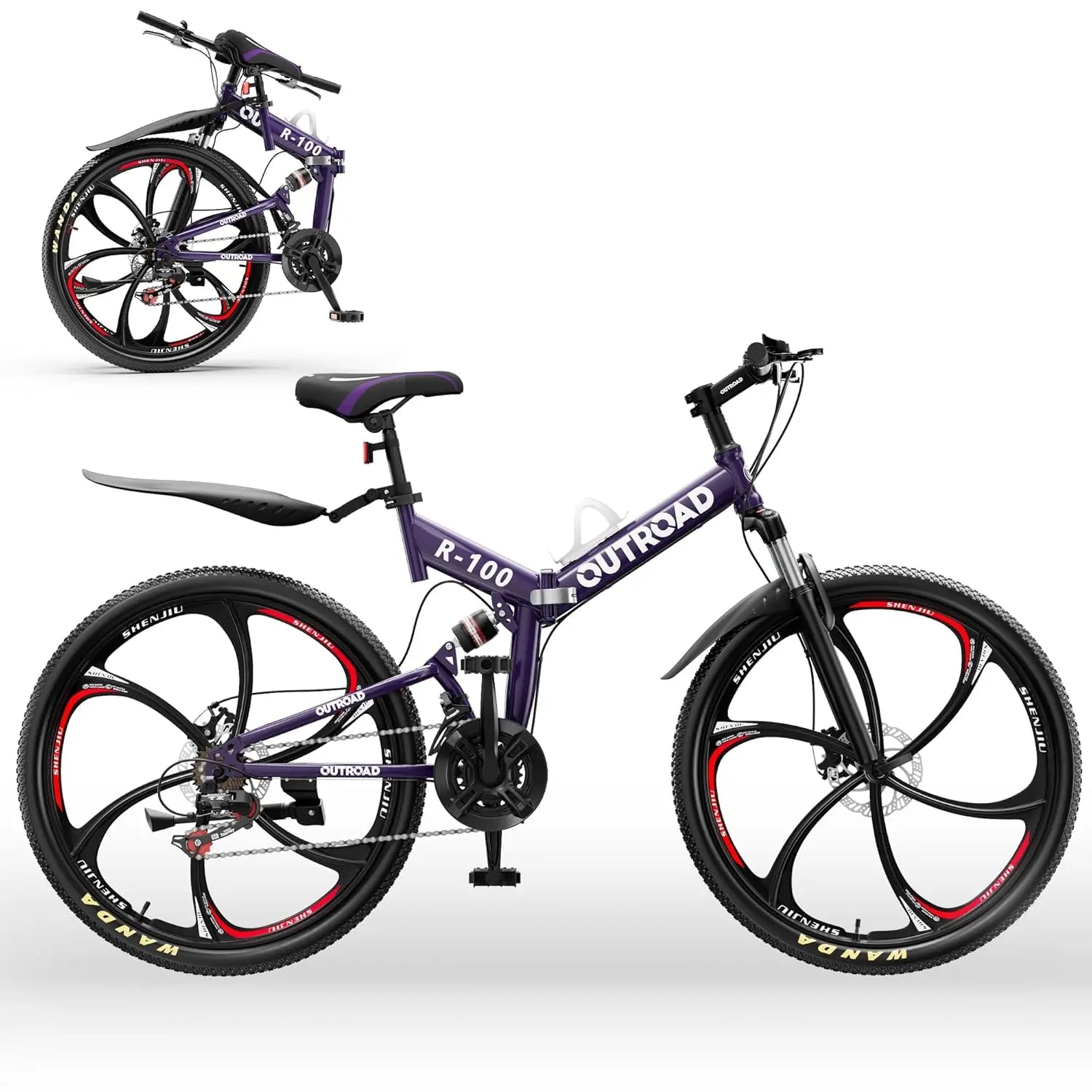 26" Folding Mountain Bike, 21 Speed
